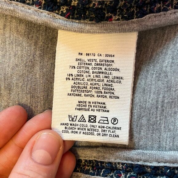 Anthropologie Isani Massey Cropped Tweed Beaded Jacket Boho Glam New Blue Medium - Picture 14 of 15